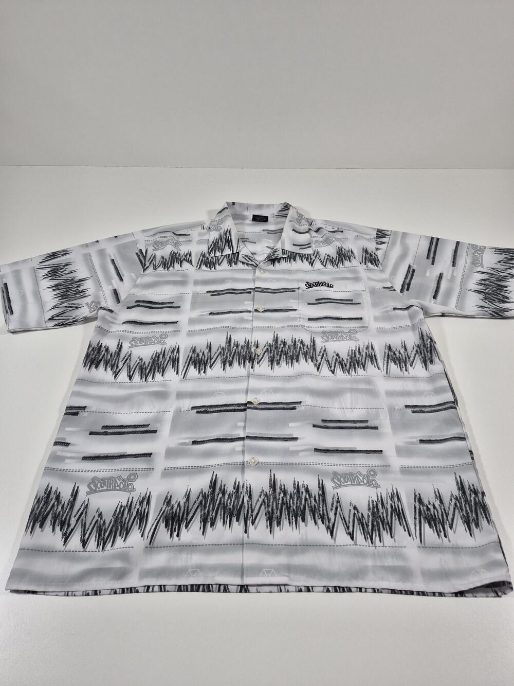 VTG Y2K Era Southpole Graffiti Gray Black Button Up Shirt XL